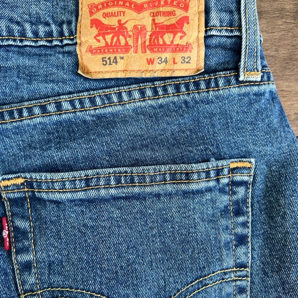 Levis 514 Jeans Mens 31x30 Straight Leg Medium Wash Faded Stretch Denim - Picture 9 of 10